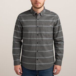 Vans Men’s Large Vista‎ Shirt Gray Stripe Button Up Long Sleeve NWT